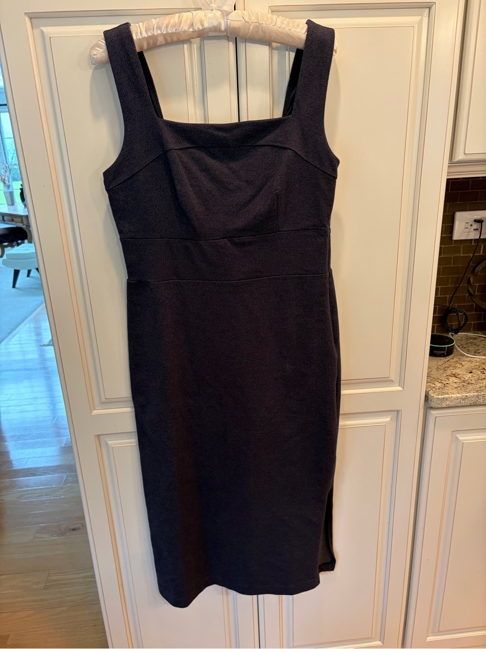 Banana Republic Black Square-Neck Midi Sheath Dress